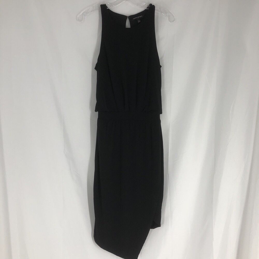 Banana Republic XS Black Sleeveless Sheath Dress Asym Hem Workwear Careers